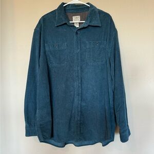 Men’s corduroy long sleeve button down, blue, size XL, LL Bean NWT
